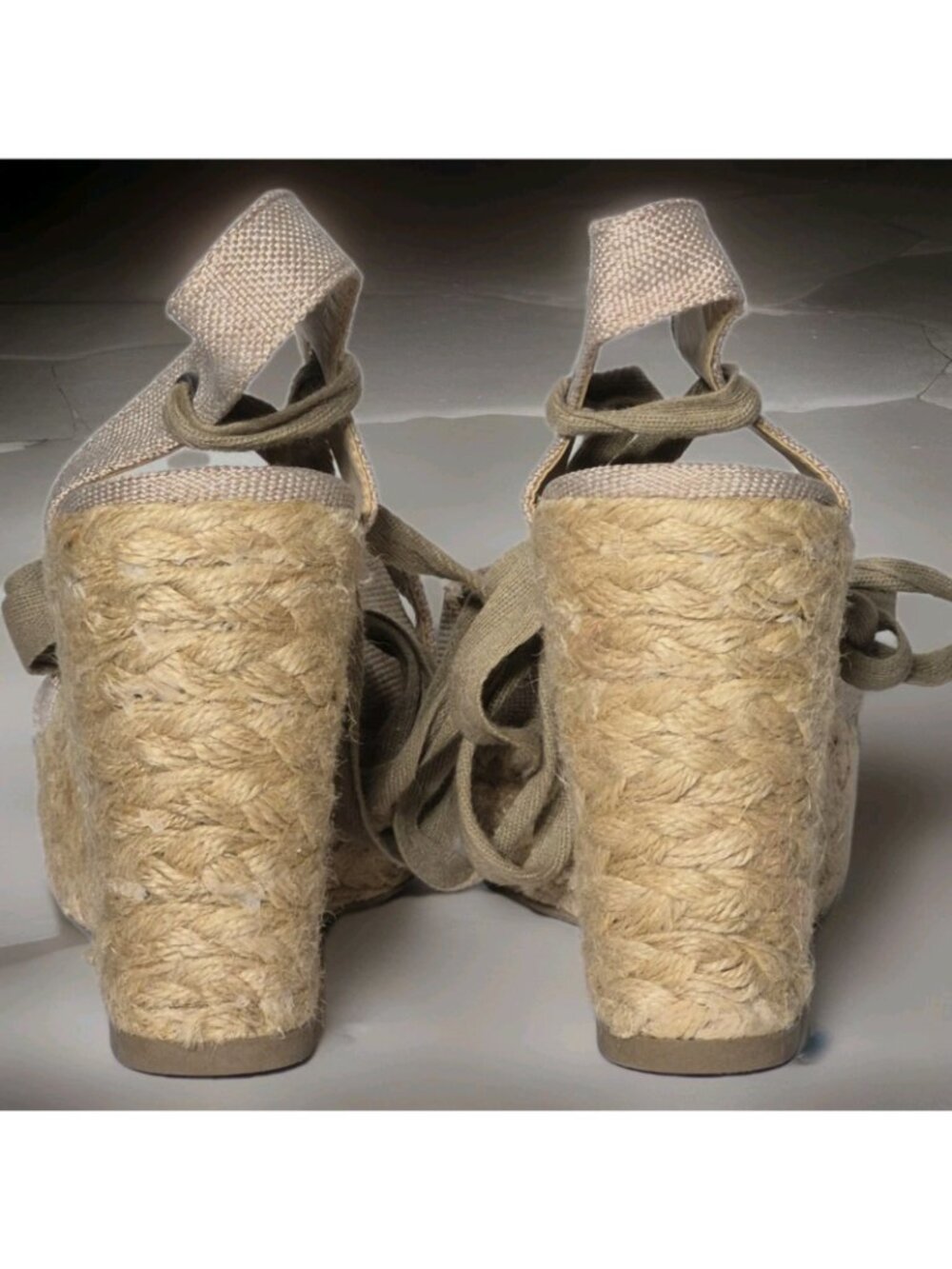Lulus Esme Natural Lace-Up Espadrille Wedge Sandals Shoes Size 9 - Picture 5 of 7